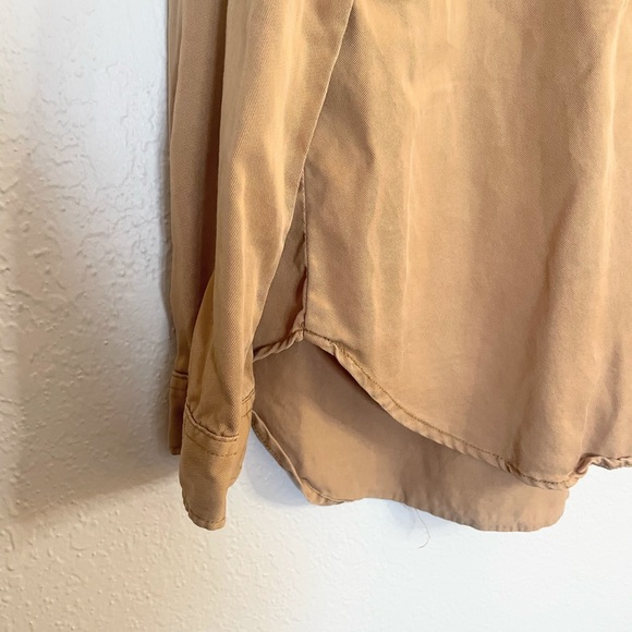 Harper Camel Lyocell Blouse Large Neutral Quiet Luxury Top - Picture 2 of 8